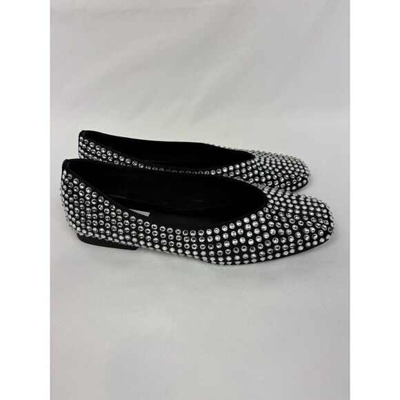 Steve Madden Matais Delphine Ballet Flats Black Satin Rhinestone Studded Size 8 - Picture 5 of 9